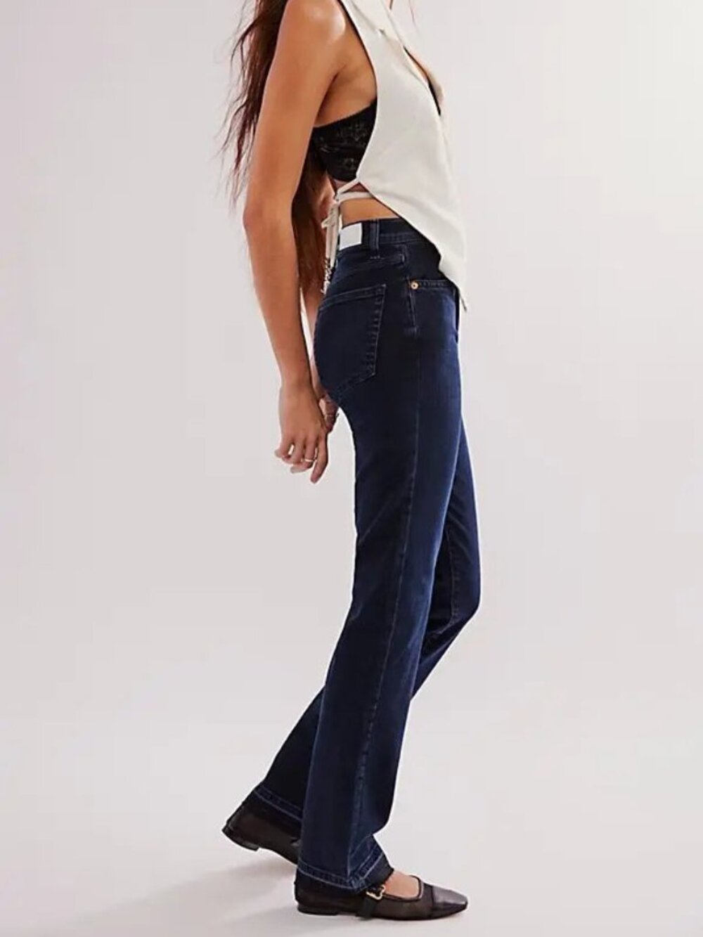 New RE/DONE Super Slim Jeans High Rise Straight Released Hems Blackened Blue 24